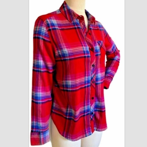 Orvis Ladies Stretch Flannel Shirt, Laurie Plaid, Sz S Red Multicolor #225M - Picture 2 of 7